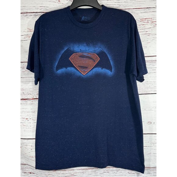 Batman V Superman Dawn of Justice Navy Graphic T-Shirt Mens Size XL Cotton Blend - Picture 3 of 6